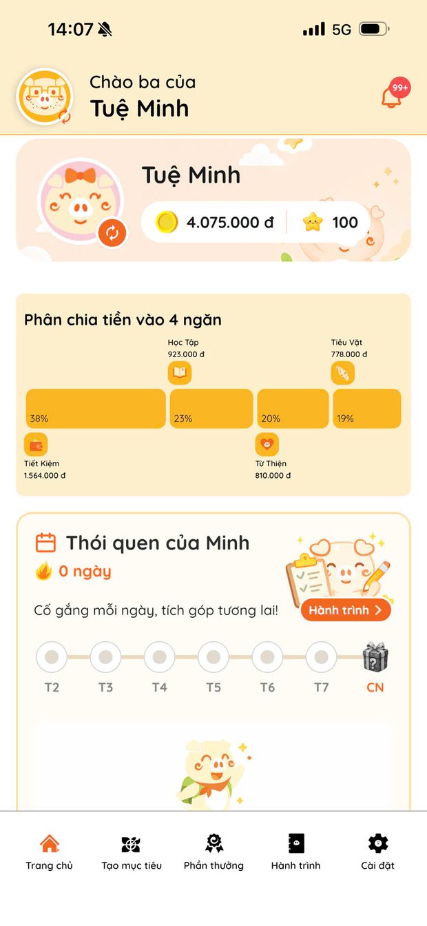 Màn hình ba mẹ — theo dõi nhẹ nhàng, không phải đứng canh