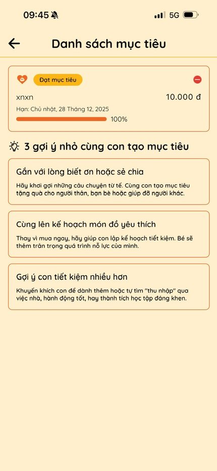 Danh sách mục tiêu của con