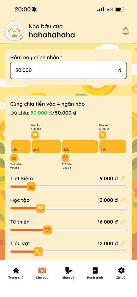 Màn con chia tiền vào 4 hũ