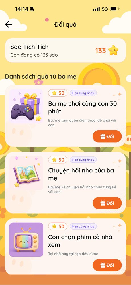 Màn con đổi sao lấy hoạt động cùng ba mẹ